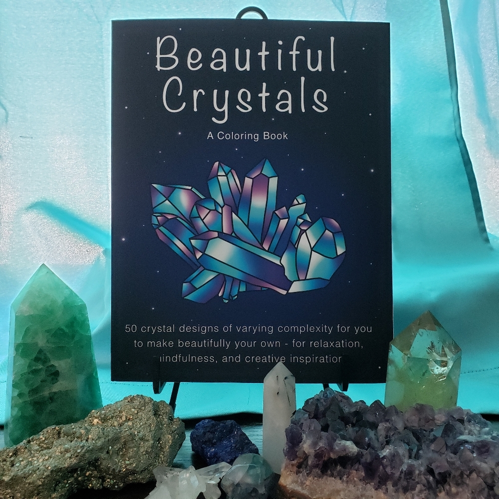 Crystal Adult Coloring Book Beautiful Crystals 50 Page Gemstone Art
